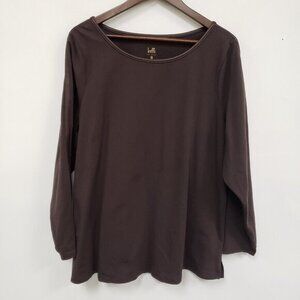 Belle Kim Gravel Women Faux Leather Accent Top Size 1X Stretch Equestrian Mature